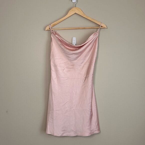 Revolve Tularosa Noah Cowl Neck Satin Mini Dress in Blush Pink Size Medium - Picture 3 of 8